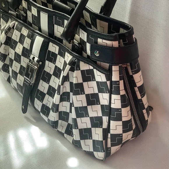 L.A.M.B. Black and White Checkered Satchel - Picture 9 of 16